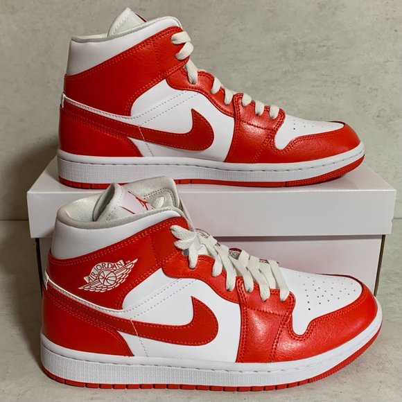 Jordan 1 Mid Syracuse Habanero Red Womens 10US/ Mens 8.5US - Picture 1 of 6